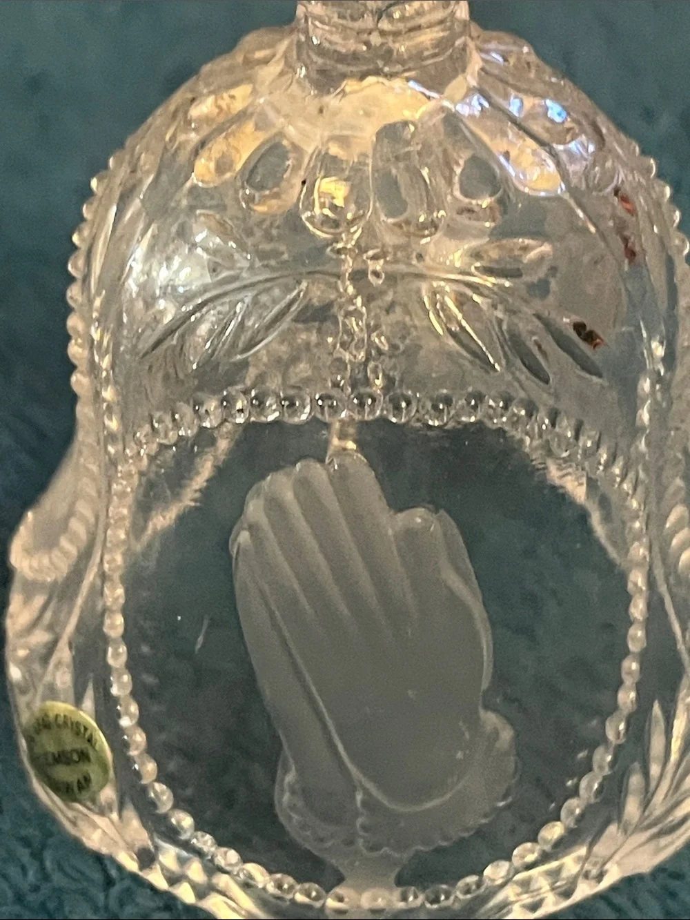 Vintage Emson Lead Crystal Lord is my Shepherd Psalms Pair of Bells 003